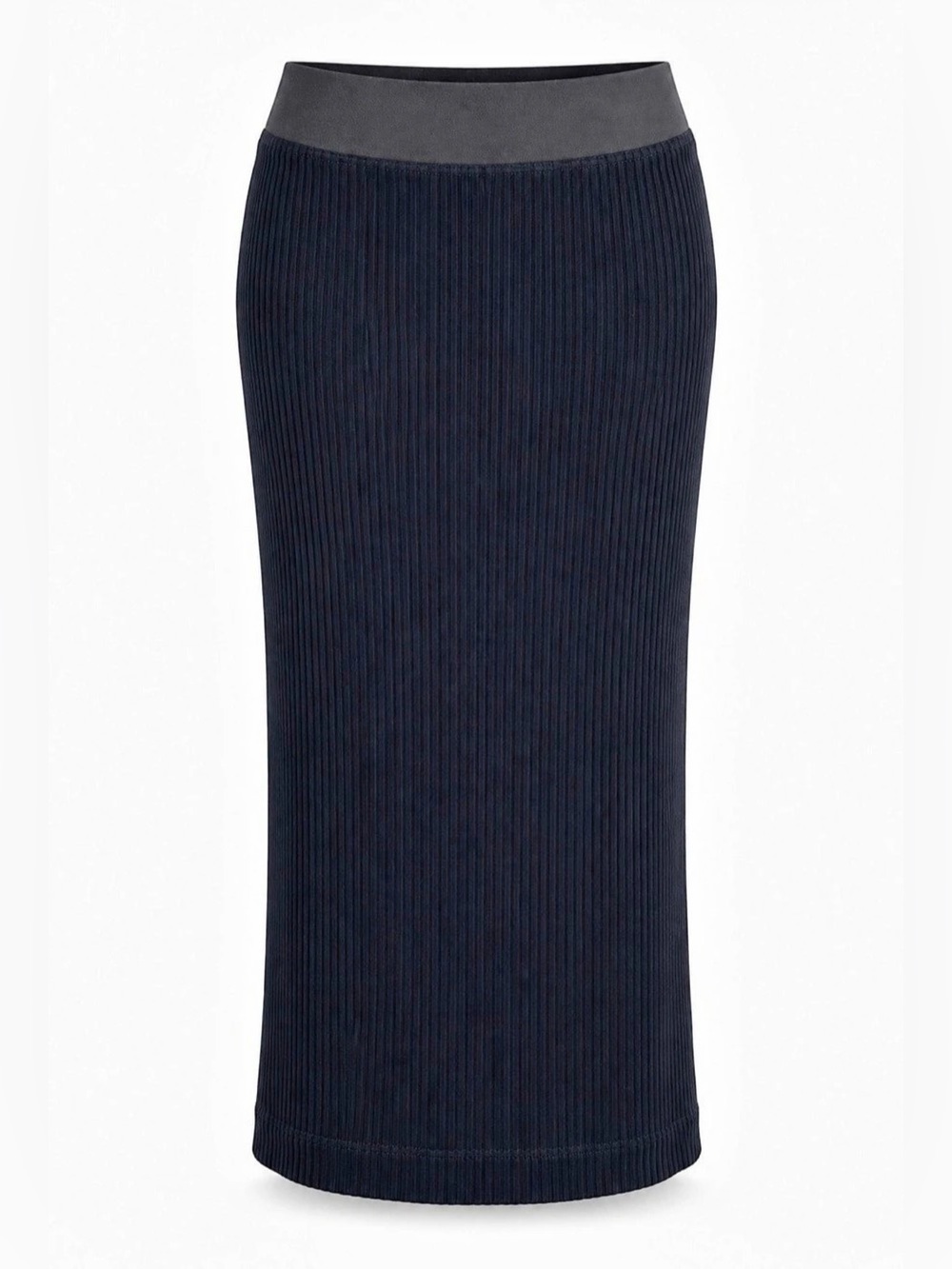 Hard Tail Ribbed Midi Skirt in Navy Blue Size L NWT